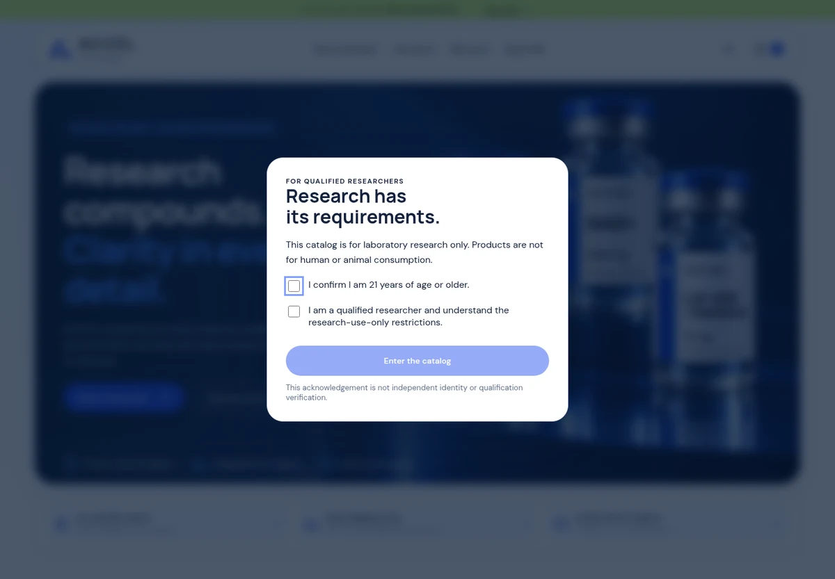 Accel Peptides homepage screenshot