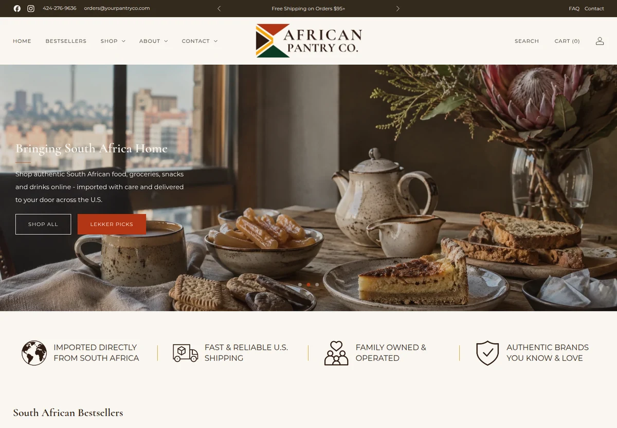 African Pantry Co. homepage screenshot