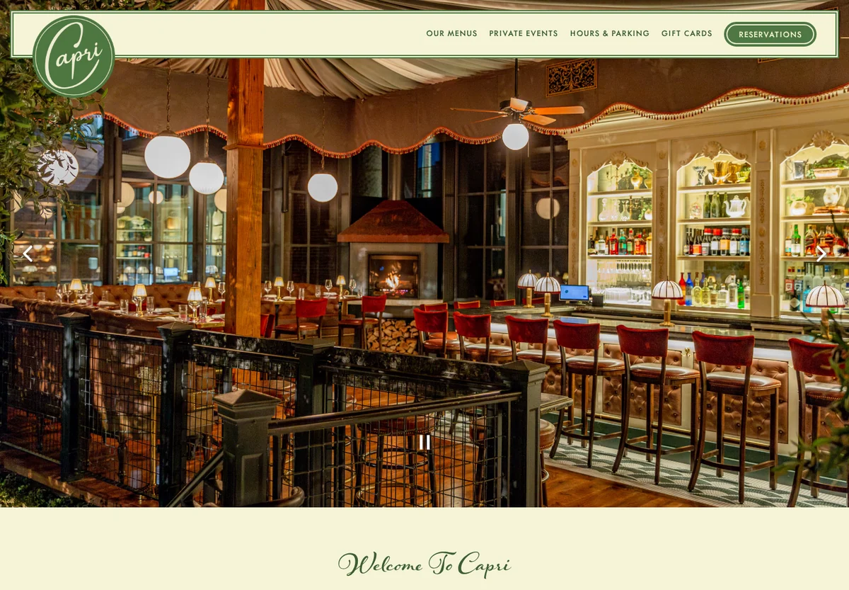 Capri Boston homepage screenshot