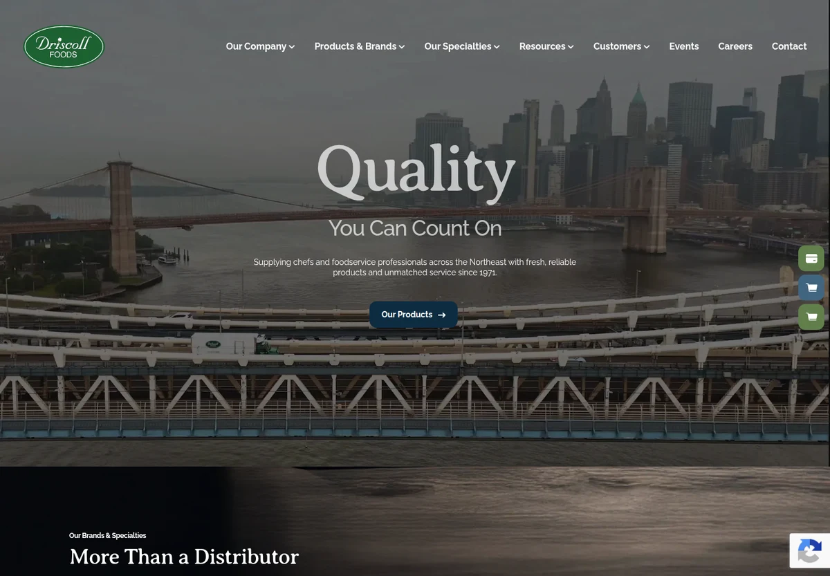 Driscoll Foods homepage screenshot