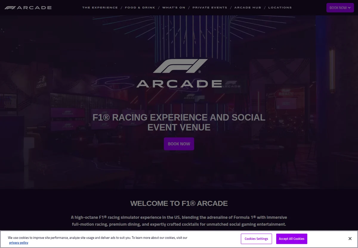 F1 Arcade homepage screenshot