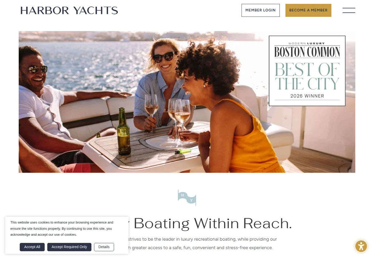 Harbor Yachts homepage screenshot
