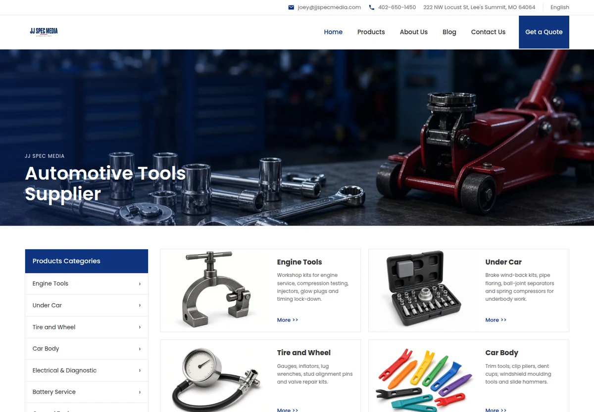 JJ Spec Media homepage screenshot