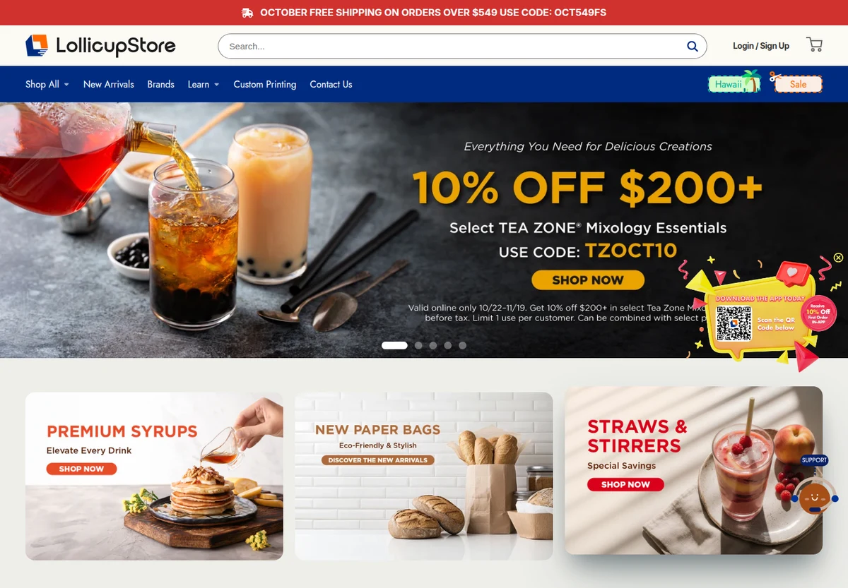 Lollicup Store homepage screenshot