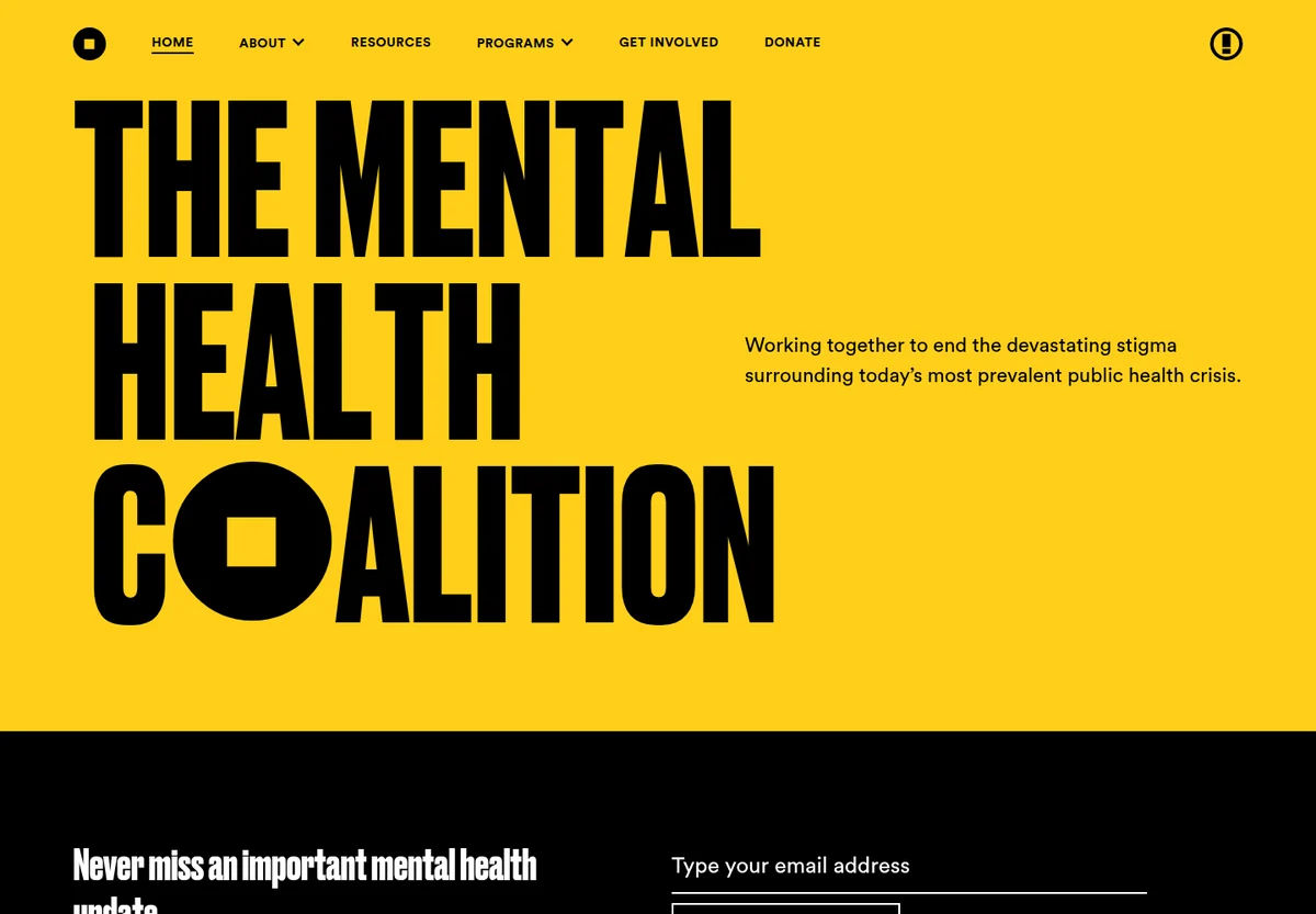 The Mental Health Coalition homepage screenshot