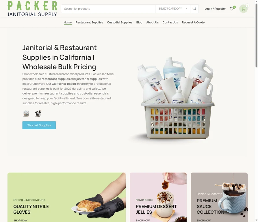 Packer Janitorial homepage screenshot