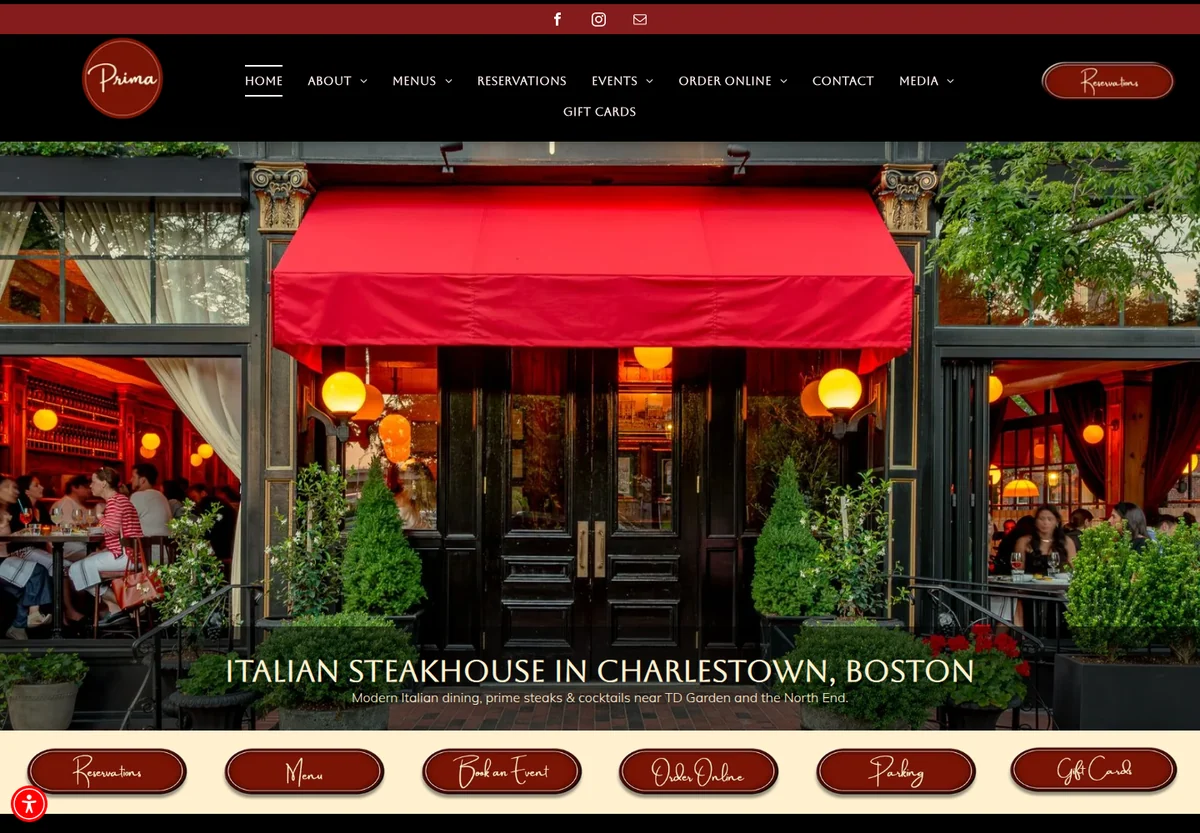 Prima Boston homepage screenshot