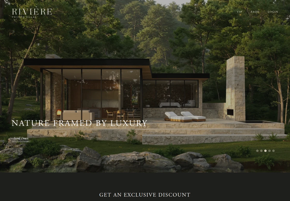Riviere Resort homepage screenshot