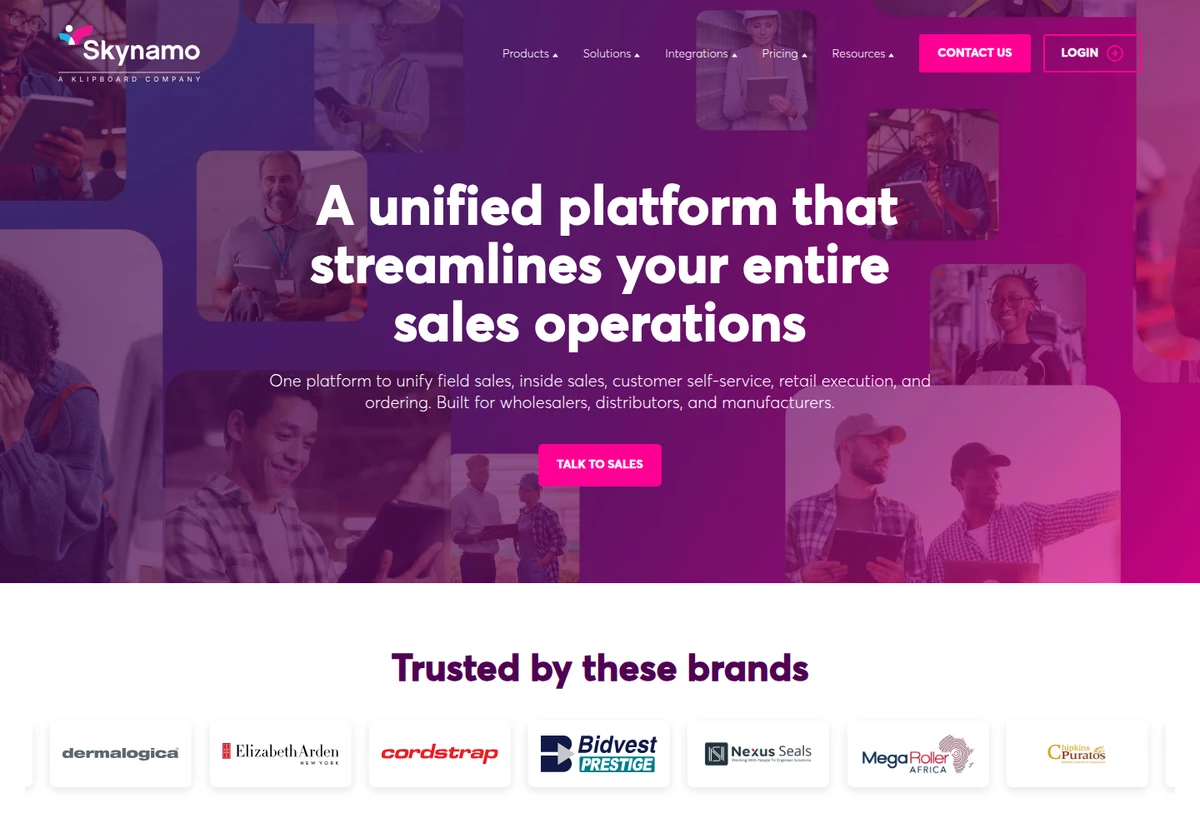 Skynamo homepage screenshot