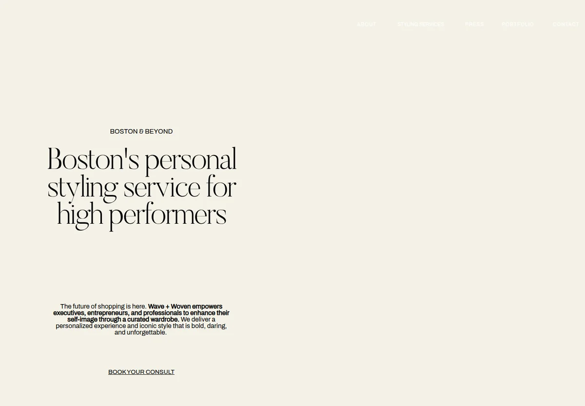 Wave & Woven homepage screenshot